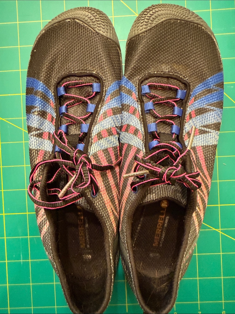 Merrell Black Knit Sneakers with Pink & Blue Accents